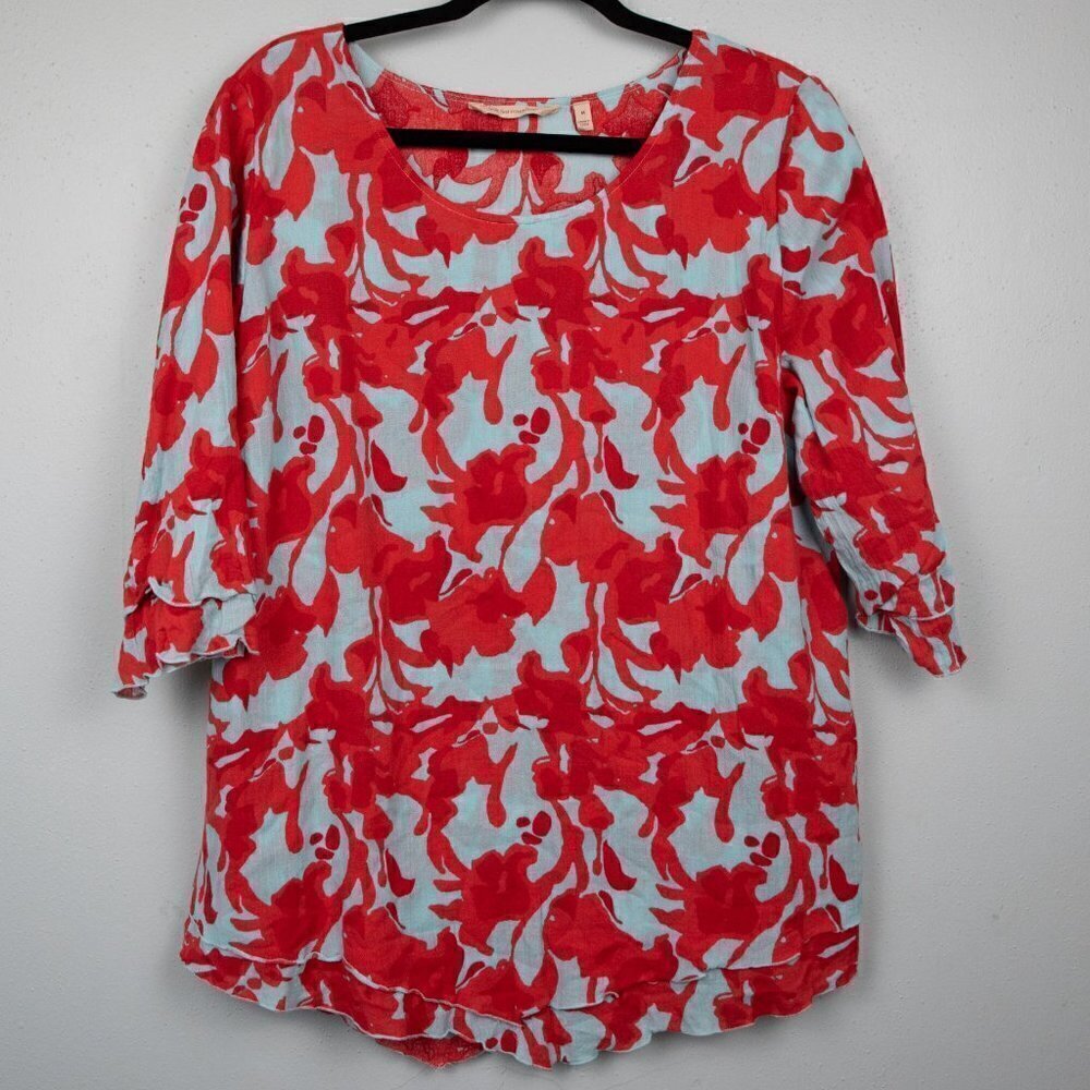 Soft Surroundings Siesta Key light blue and red tunic top-M